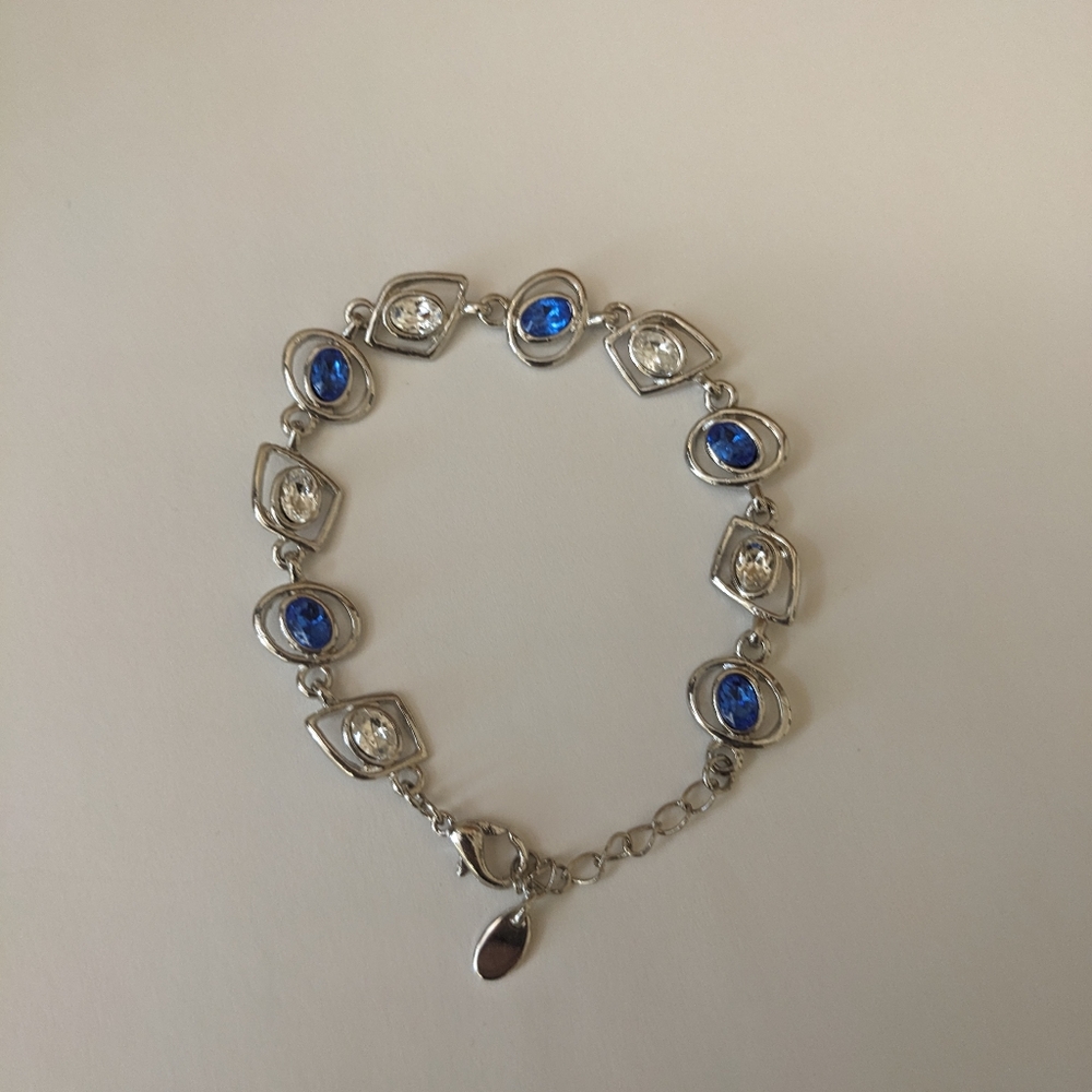 Blue and Silver Rhinestone Bracelet